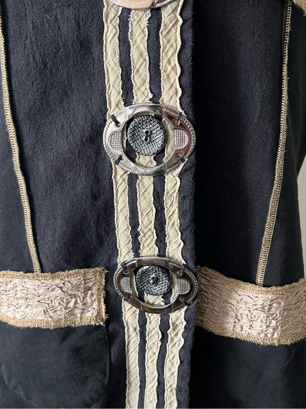 Parsley and Sage Vintage Black Vest with Patchwork and Metal Details - Picture 5 of 9